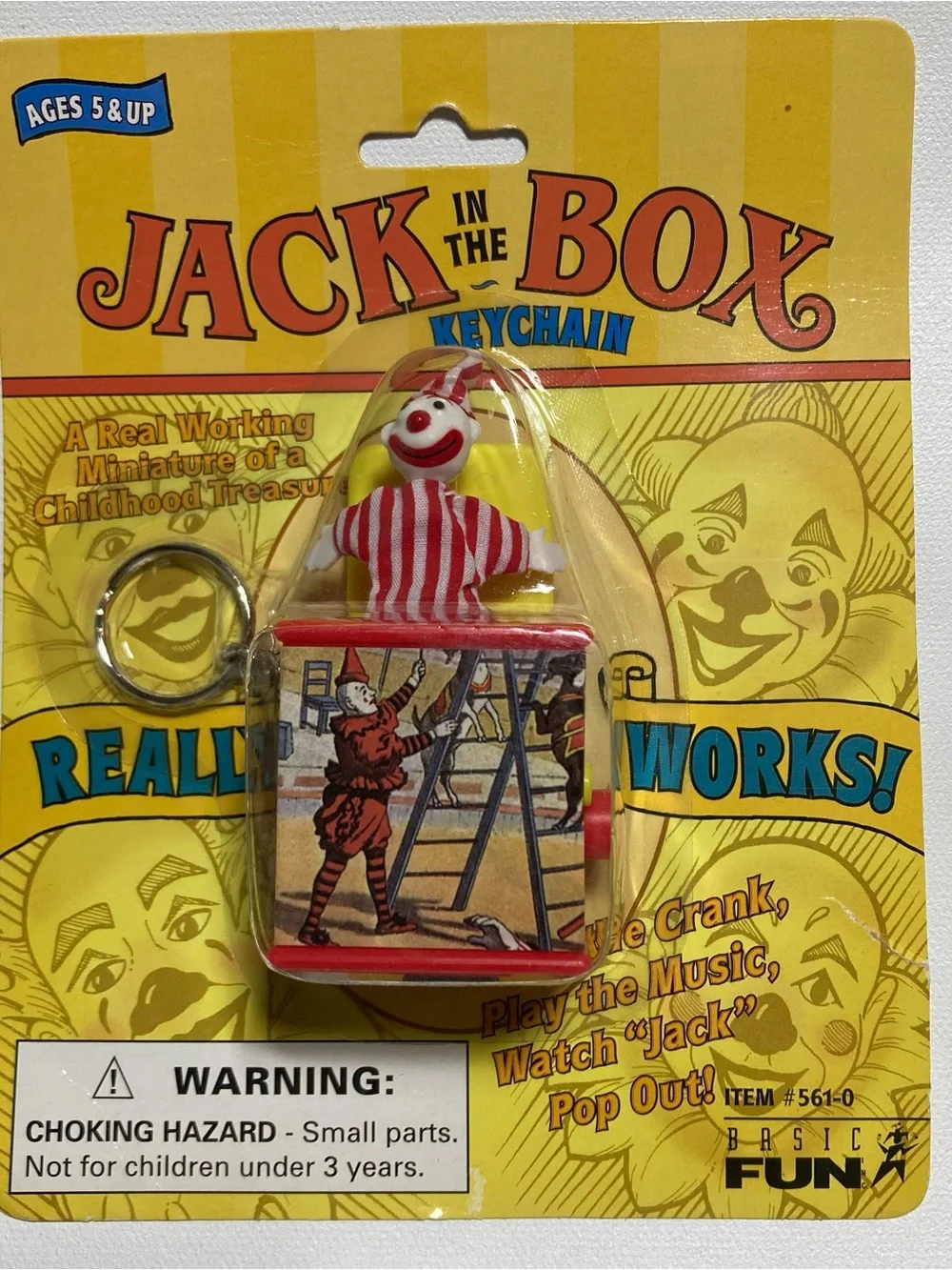 NEW Jack in the Box Keychain Vtg 1998 Pocket Mini Basic Fun #561-0 Rare NIP